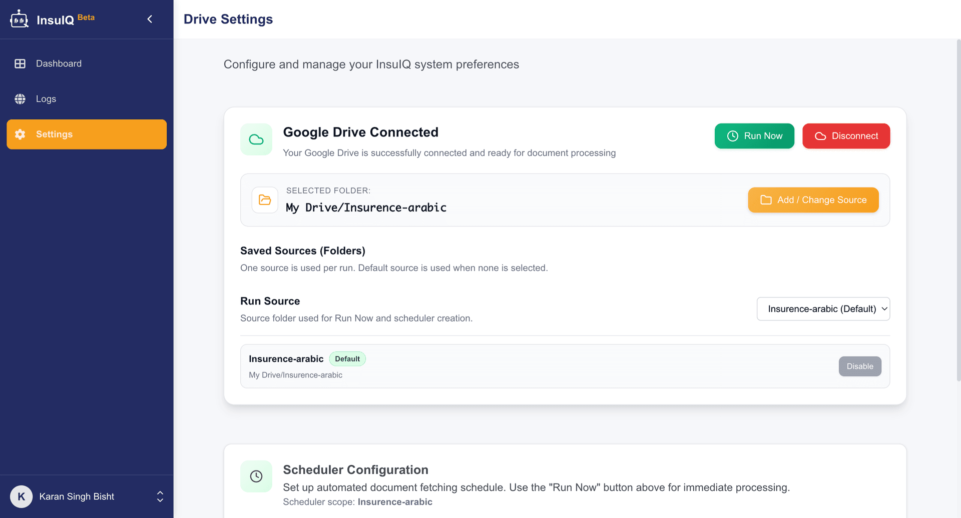 InsuIQ drive settings