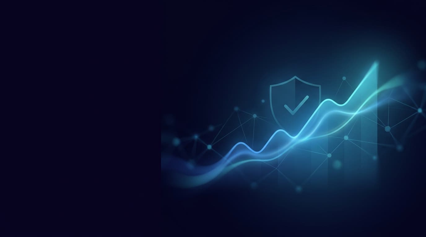 Dark abstract banner with a rising monitoring curve and an audit shield representing CloudWatch and CloudTrail