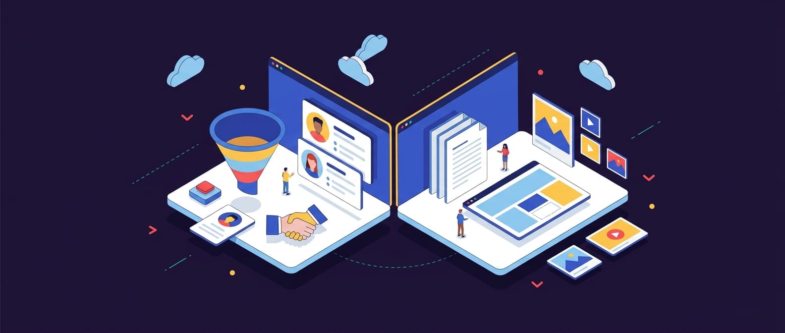 CRM versus CMS: customer records on one side, content and pages on the other